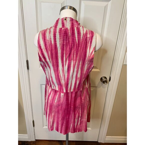Michael Kors Pink White Tie Die Goat Leather Rivet Vest, Size Small - Picture 4 of 5